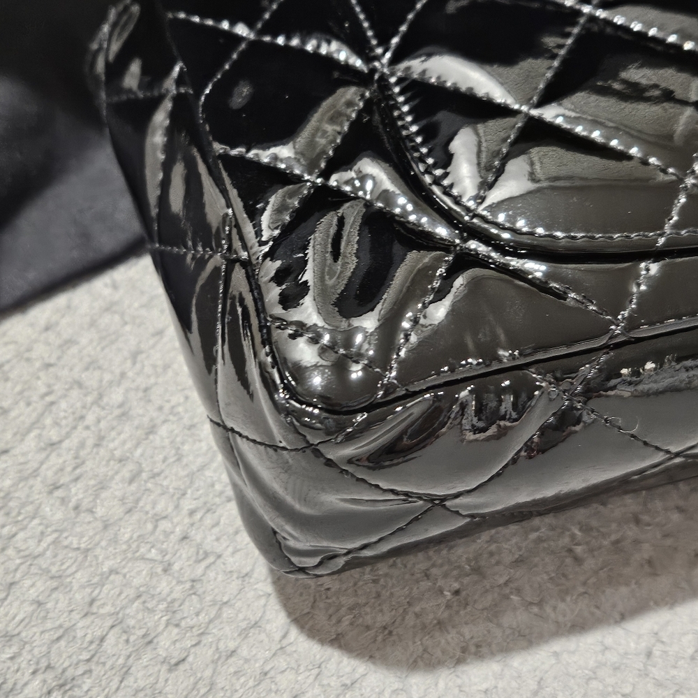 CHANEL Mini Flap Bag Brilliant Patent Calfskin Leather Wallet on Chain WOC - Picture 8 of 16